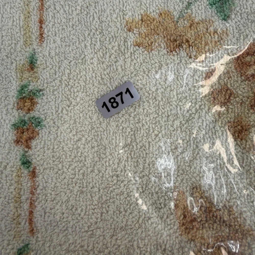 Vintage Retro Mushroom Hand Towels Beige‎ Butterflies Terry Fringe Made In USA